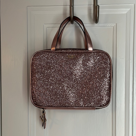 Victoria's Secret Handbags - Victoria's Secret Pink and Gold Cosmetic Bag with Glitter